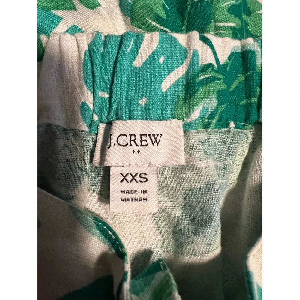 J. Crew Women's Linen-Blend Sleeveless Square Tank Top in Palm Print Size XXS
